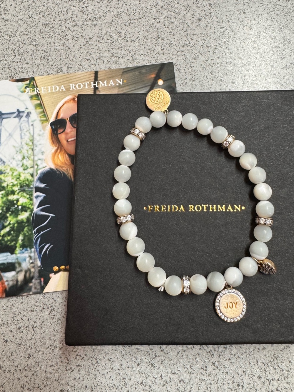 Freida Rothman Mother Of Pearl Joy Sentiment Stretch Bracelet